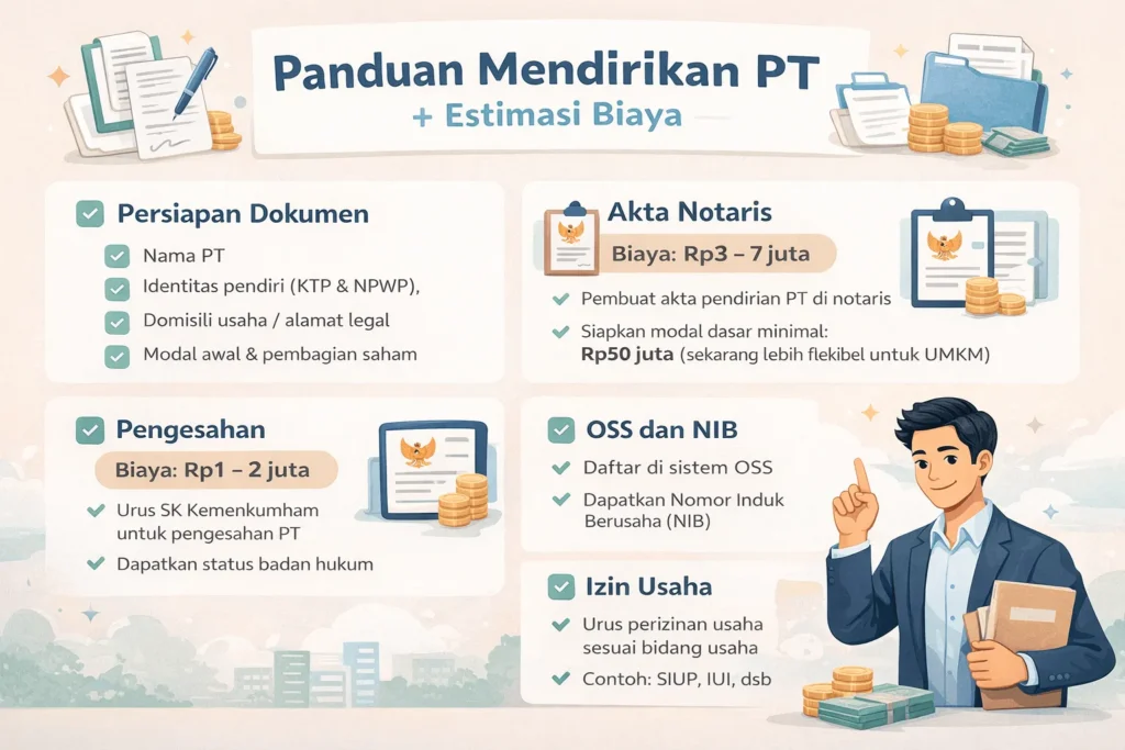 cara mendirikan PT di Indonesia 2026 lengkap dengan estimasi biaya di Medan
