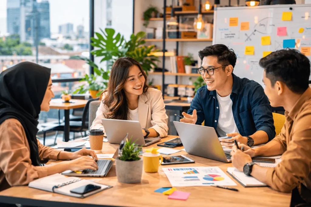 startup Medan untuk bisnis baru di ruang kerja modern