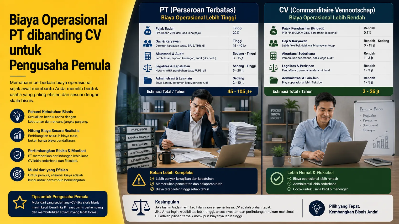 Biaya operasional PT dibanding CV untuk pengusaha pemula