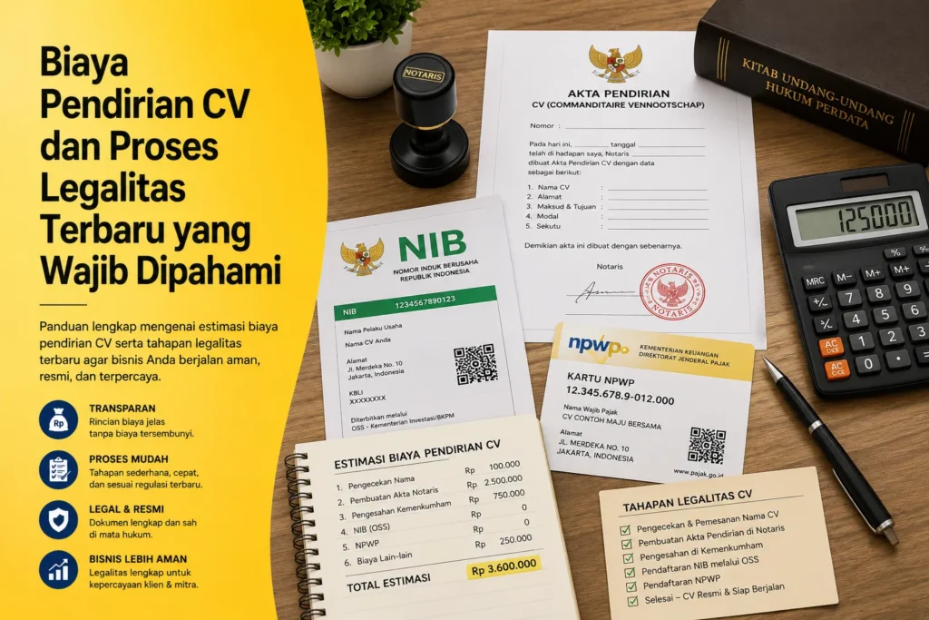 Biaya pendirian CV dan proses legalitas terbaru di Indonesia