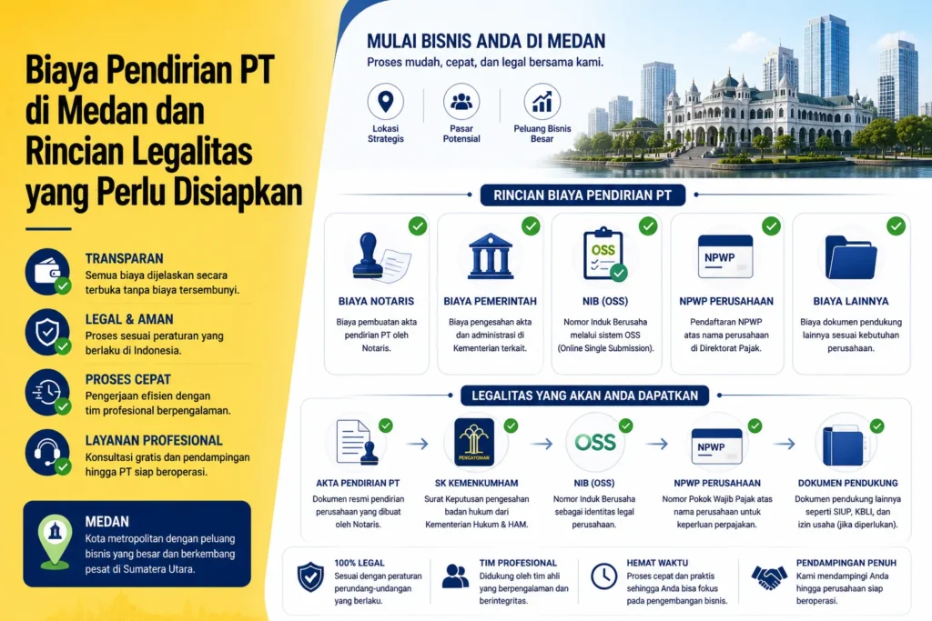 biaya pendirian PT di Medan dan rincian legalitas